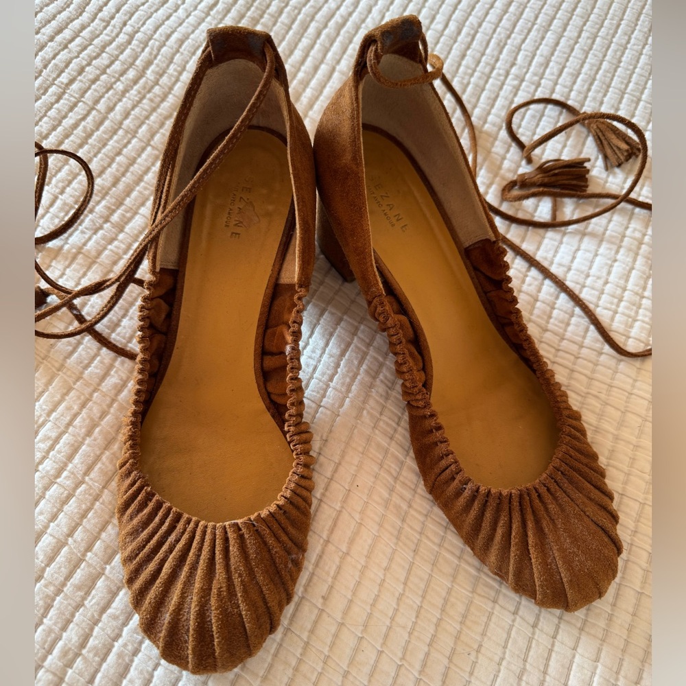 Sezane Joyce Babies Brown Suede Mary Janes with Ankle Straps
